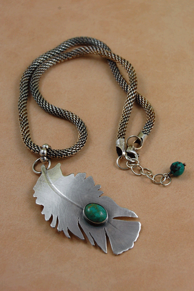Feather Necklace With Turquoise